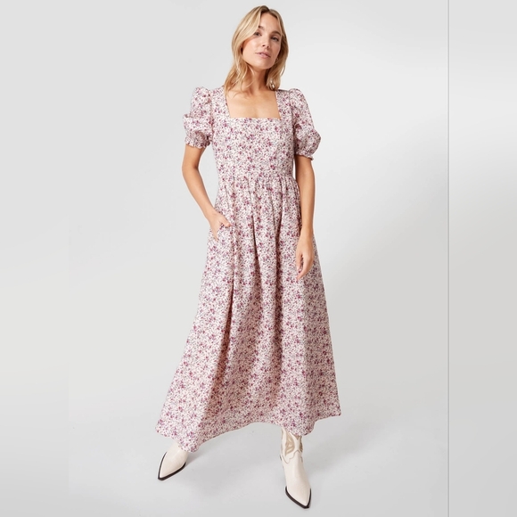 Pink Floral Maxi Dress with Bow Back - Picture 2 of 9